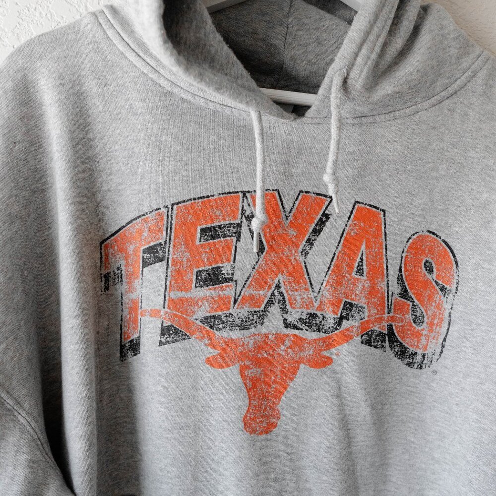 Vintage NCAA Texas Longhorns Hoodie | Men’s 2XL Gray University of TX Sweatshirt - Picture 3 of 9